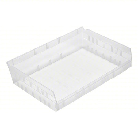 Quantum Storage Systems Economy nesting shelf bin, Plastic, Clear, 4 in H, 16 1/2 in W, 11 5/8 in L QSB118CL