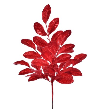Vickerman 25 in. Apple Leaf Glitter Bush - Red - Pack of 2 FK220303