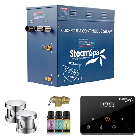 Steamspa Oasis Series 12KW Steam Bath Generator w/ Continuous Steam Plus Handheld Control in Polished Chrome OAW1200CH