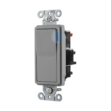 Hubbell Wall Switch, 1 hp, Rocker, 20 A, Gray DS120STILGY