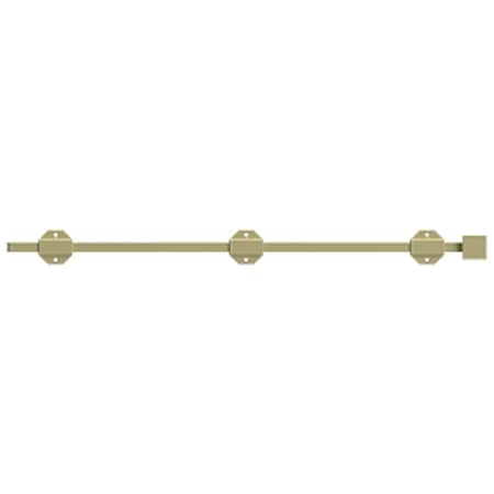 Deltana 24 Modern Heavy Duty Surface Bolt; Unlacquered Bright Brass Finish 24SBM3-UNL
