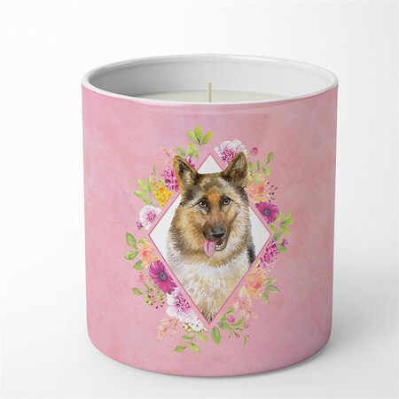 Carolines Treasures 10 oz German Shepherd No.1 Pink Flowers Decorative Soy Candle CK4146CDL
