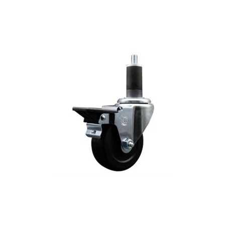 Service Caster 3.5'' Hard Rubber Swivel 1-1/4'' Expanding Stem Caster with Brake SCC-EX20S3514-HRS-PLB-114