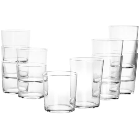 Martha Stewart 12 Piece Bowey Double Old Fashion and Highball Glassware Set 129261.12