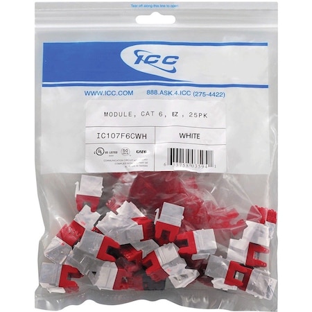 Icc IC107L6CWH Cat 6 Ez Modular Connector; White IC107L6CWH