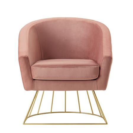 Homeroots 29" Blush And Gold Velvet Barrel Chair 533848