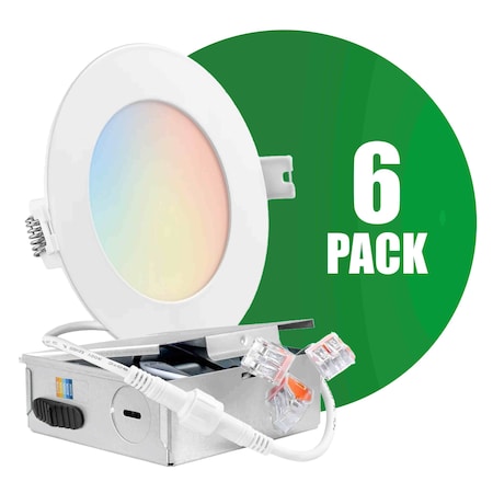 Qplus 4-Inch Slim-Panel Recessed Light White, 5CCT, Wet Location, 6PK 21104801-06