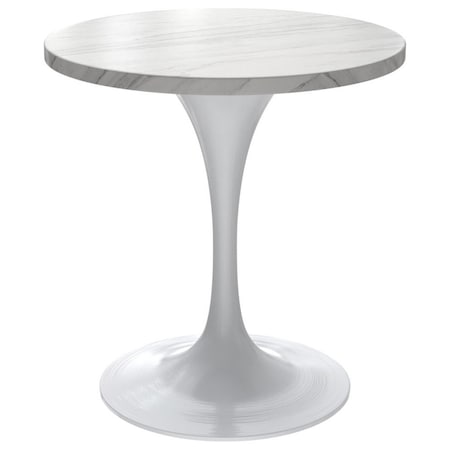 Leisuremod Round 27.56 in W, 29.35 in L, Stone/Stainless Steel, White VT20W-27WS