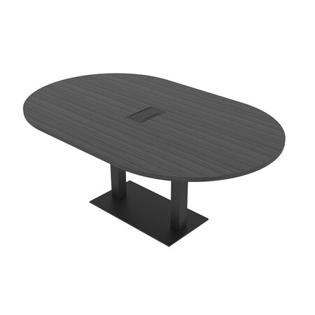 Skutchi Designs Racetrack Conference Table With Power Unit, 48 in W, 72 in L, Grey HAR-RAC-48X72-DOU.BK-WA7949-EBLK