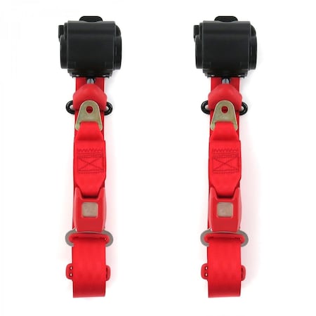 Geared2Golf Standard 3 Point Red Retractable Bucket Seat Belt Kit for Jeep Wrangler 1987-1996 - 2 Belts GE1567742