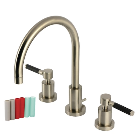 Kingston Brass Widespread Bathroom Faucet with Brass Pop-Up, Brushed Nickel KS8928DKL