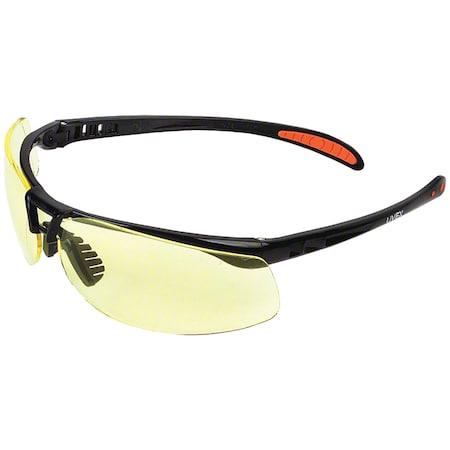 Uvex Semi-Rimless Safety Glasses with Black Frame, Amber Lens with Hydroshield Anti-Fog Coating S4222HS