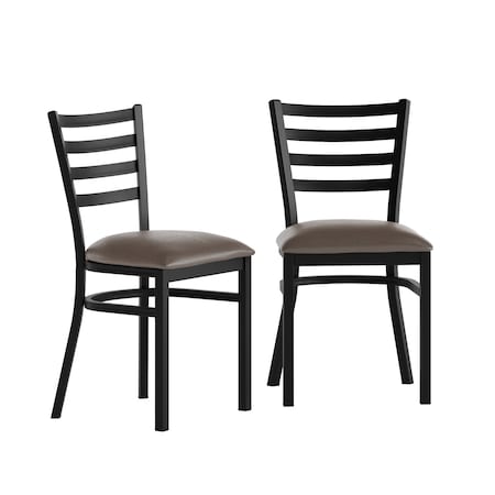 Flash Furniture HERCULES Black Ladder Back Metal Restaurant Chair - Mocha Vinyl Seat, 2PK 2-XU-DG694BLAD-MCHV-GG