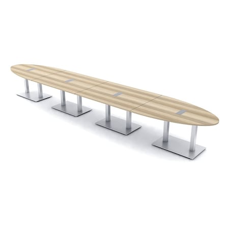 Skutchi Designs Oval Conference Table With Power Unit, 48 in W, 264 in L, Brown HAR-OVL-48X264-DOU-K525-ESIL