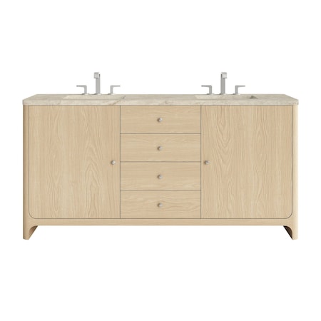 James Martin Vanities Gracyn 72" Double Vanity, Coastal Driftwood, w/ 3 CM Tajnar Eclos Widespread Top D125-V72-CSD-WTJR