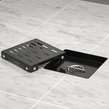 Hydroware Square Shower Drain, C06 Matte Black, 6 Inches HYD-0018