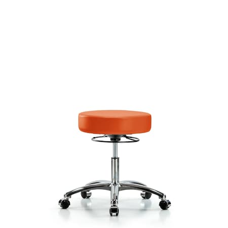 Blue Ridge Ergonomics Desk Stool, Vinyl, Chrome, Casters, Orange BR-VDHSO-CR-CC-8613