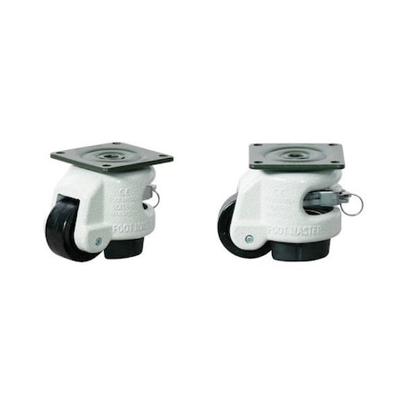 Foot Master Leveling Caster, Ratchet, 50 mm Nylon Wheel, 73x73 mm Plate, Swivel, 250 kg Cap, NBR Foot Pad, Ivory GDR-60-F-NYN