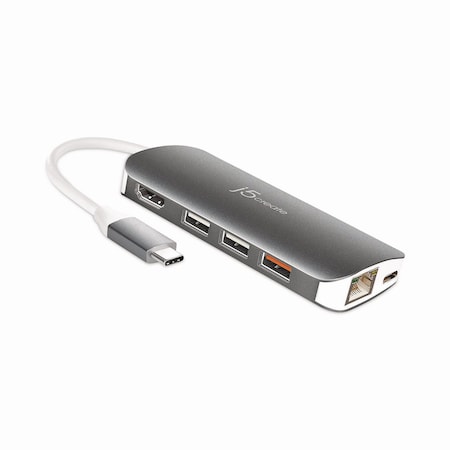 J5Create USB-C Multiport Adapter, Gray/White JCD383