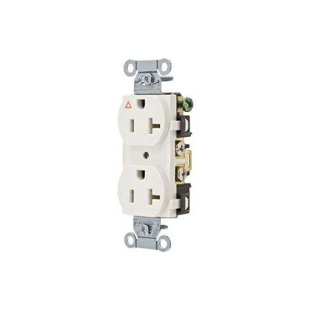 Hubbell Wiring 20A 125V 2-Pole 3-Wire Grounding Receptacle, 5-20R, Commercial, Corrosion Resistant, White IG20CRWHI