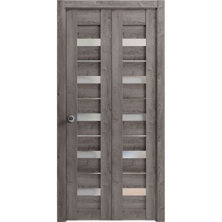 Sartodoors Sliding Closet Bi-fold Doors Grey Solid Core Modern Interior QUADRO4445BF-NEB-48 x 96 (2* 24x96)