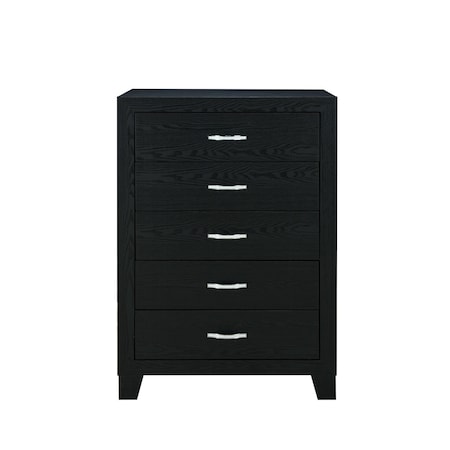 Homeroots 49" Black Wood Five Drawer Dresser 564698