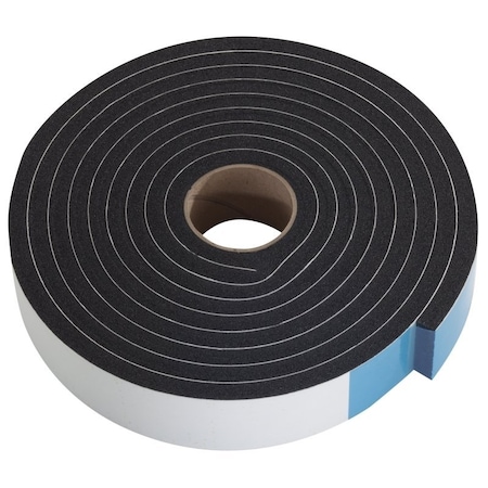 M-D Building Products Weatherstrip Tape, 114 in W, 38 in Thick, 10 ft L, Sponge Rubber, Black 43154