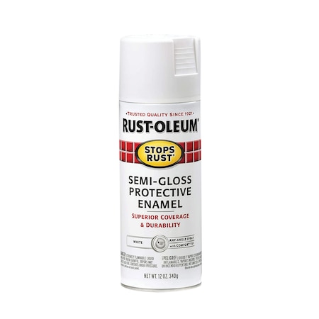 Rust-Oleum Spray Paint, White, Semi-Gloss, Solvent, 12 oz. 7797830