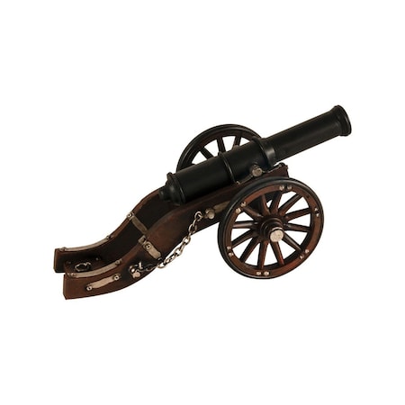 Homeroots 3" Brown and Black Metal Louis XIV Cannon Hand Painted Sculpture 402236