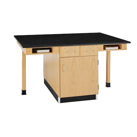 Diversified Spaces 4 Station Table, Red Oak, Wood Surface, 66" W C2402K