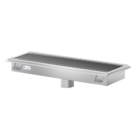 Koolmore 12''x36'' Floor Trough Drain, 14ga W/ Subway-Style Grating & Removable Drain Basket, NSF Listed, SS KM-FTG-1236