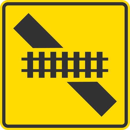 Lyle W10-12L, Left Skewed Track Crossing, 30x30, High Intensity Prismatic, Yellow G-15409-HI_30x30