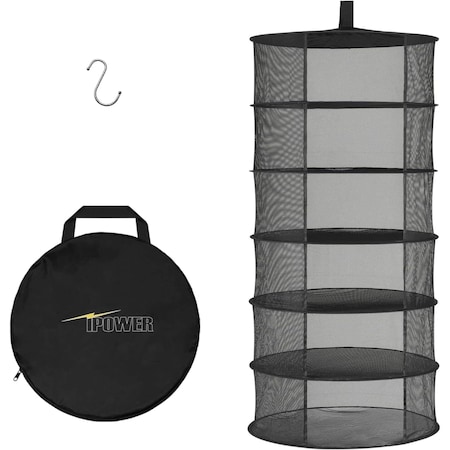 Ipower YSSOA 6 Layer 24in Herb Drying Rack, Hanging Dry Mesh Folding Basket Dryer with Opendoor and Hook f GLDRYROPEND2L6