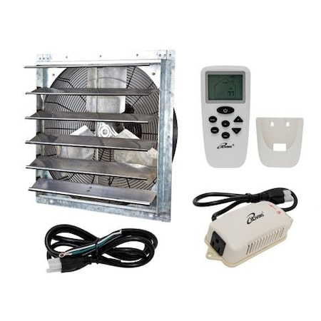 Iliving Silver 24 in. 4244 CFM Smart Remote Shutter Exhaust Fan with Thermostat, Humidistat, Variable Speed ILG8SF24VC