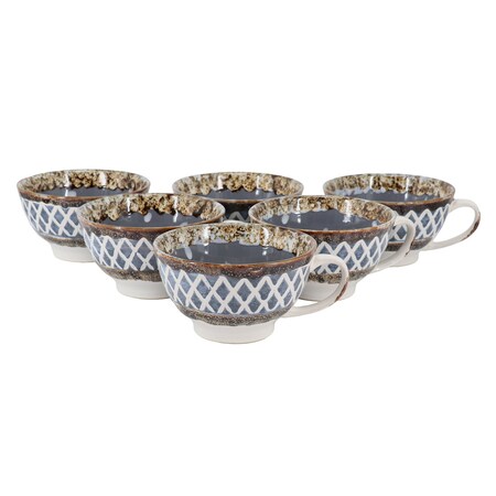 Meritage Otis 6 Piece 27 Ounce Stoneware Soup Bowl with Handle Set in Gray 117505.01