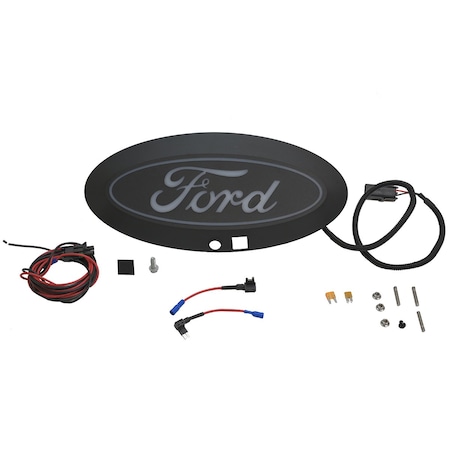 Putco Emblems, Licensed FORD Logo; Grille; White; Matte Black; IP69K Rated; Oval Shape; With Plug And 92609
