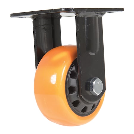 Vestil Polyurethane Rigid Caster 4 In. Diameter x 2 In. Width 594 Lb. Capacity Orange/Black CST-BN-4X2PUP-R