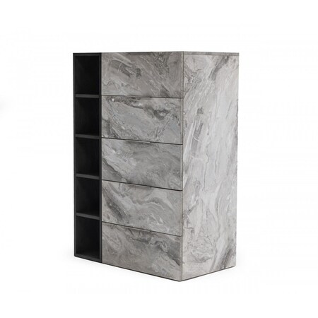 Homeroots 35" Grey Manufactured Wood Five Drawer Chest 473088
