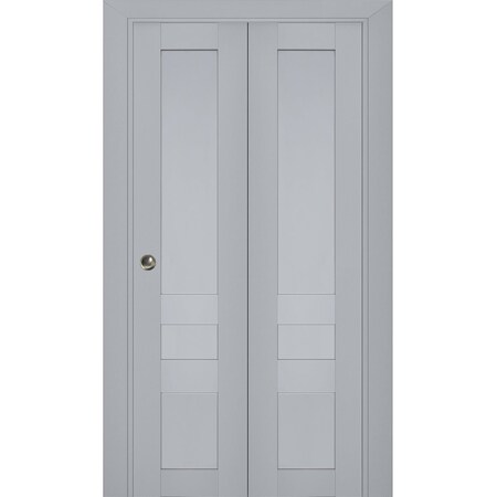 Sartodoors Sliding Closet Bi-fold Doors Grey Solid Core Modern Interior VEREGIO7411BF-GRE-64 x 80 (2* 32x80)