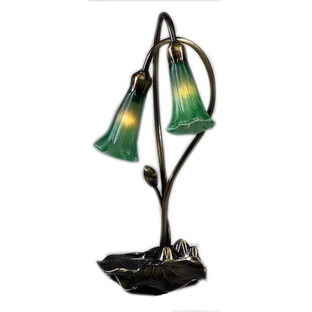 Meyda 16H Green Pond Lily 2 Light Accent Lamp 13481