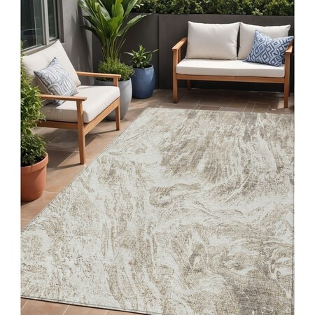 Homeroots 5' X 8' Taupe And Ivory Abstract Washable Indoor Outdoor Area Rug 614312