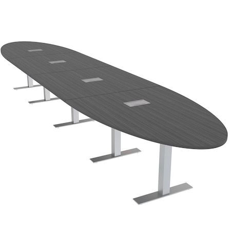 Skutchi Designs 20ft Oval Conference Table With Power | Harmony Series | 18 Person Meeting Room Table HAR-OVL-48X240-T-WA7949-ESIL