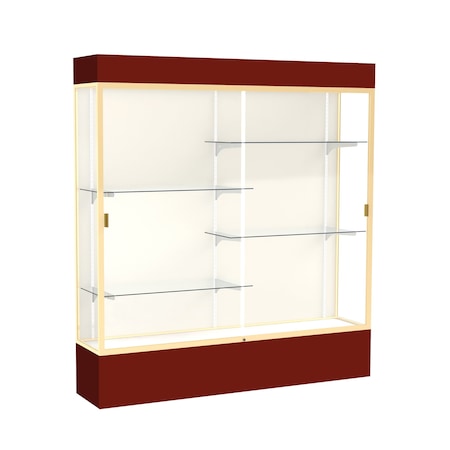 Ghent Lighted Floor Display Case 72x80x16, Plaque, Champange 3176PB-GD-MN