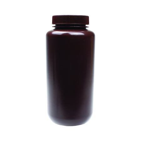 United Scientific Reagent Bottle - Wide Mouth - 1000 ml, Amber, HDPE, 6PK 33466