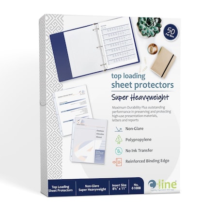 C-Line Products 8-1/2" x 11" Non Glare Super Heavyweight Poly Sheet Protectors, 50PK 61008