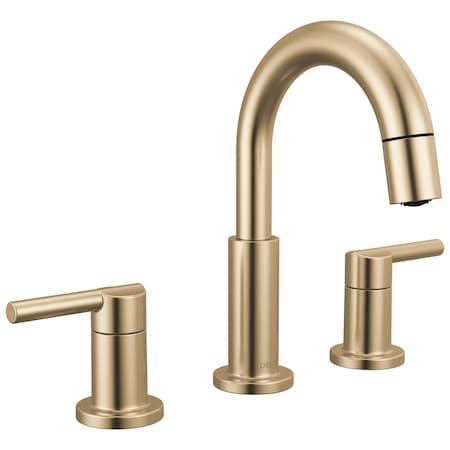 Delta Nicoli Two Handle Widespread Pull-Down Bathroom Faucet, 6.81 in, Champagne Bronze 35749LF-CZPD
