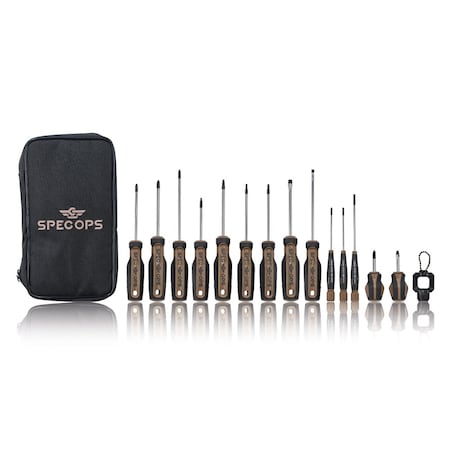 Spec Ops 14-Piece Screwdriver Set, 5 Phillips, 5 Slotted, 2 Torx, 2 Square, Magnetic Tip SPEC-S-14PK