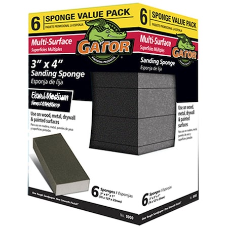 Gator Finishing 4200 3 x 4 in. Medium & Coarse Sanding Sponge, 6PK AL572543