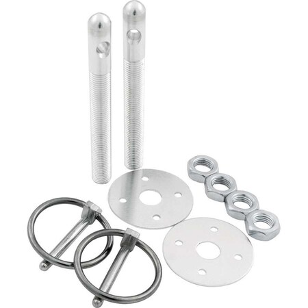Powerhouse 0.38 in. Dia. Aluminum Hood Pin Kit, Silver PO3636585