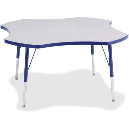 Jonti-Craft Berries Four Leaf Activity Table, A-height, Freckled Gray/Blue/Gray 6453JCA003